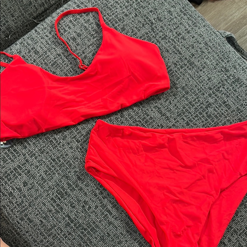 Red high waisted Women's Bikini